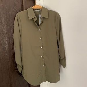 Olive Green Button Down Dress Shirt